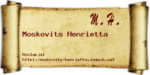Moskovits Henrietta névjegykártya